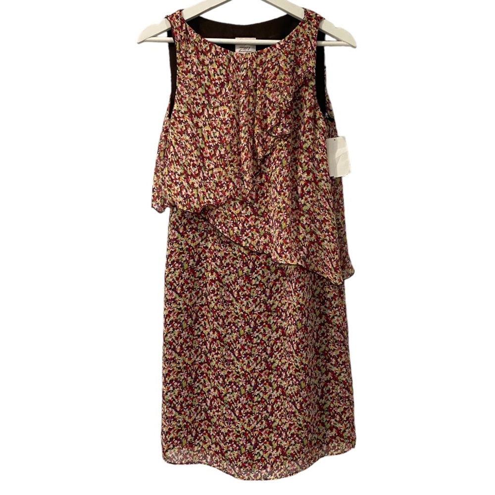 NWT Suzi Chin for Maggy Boutique Floral Sleeveless Ruffled Above Knee Dress 4 - Picture 3 of 7